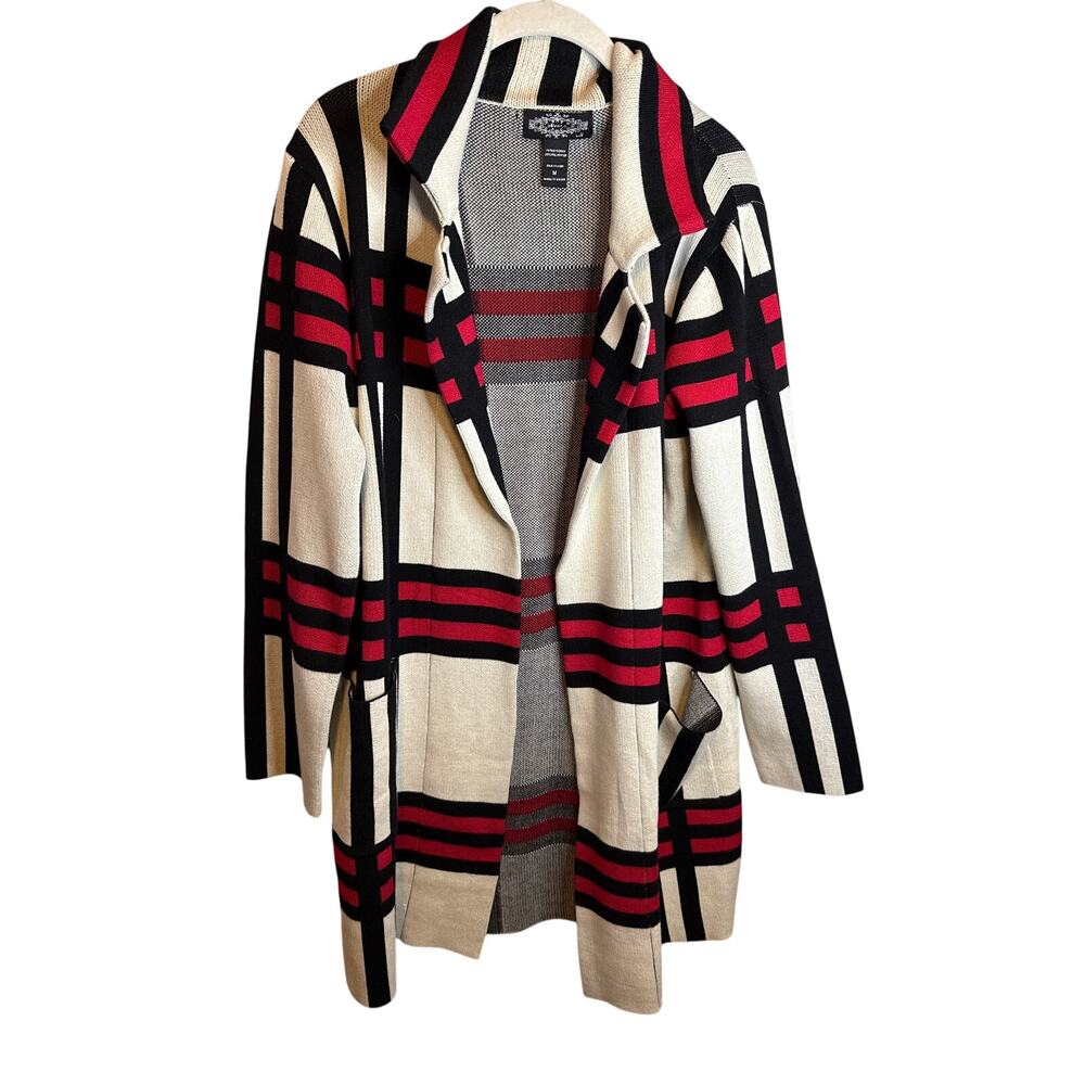 Anthropologie Oliver Medium Open Cardigan Plaid Office Dark Academia Vampire